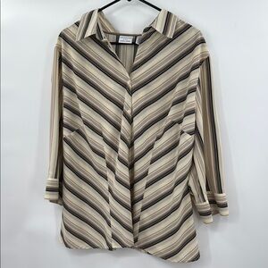 Covington Cream and Black Relaxed Notched Collar Top